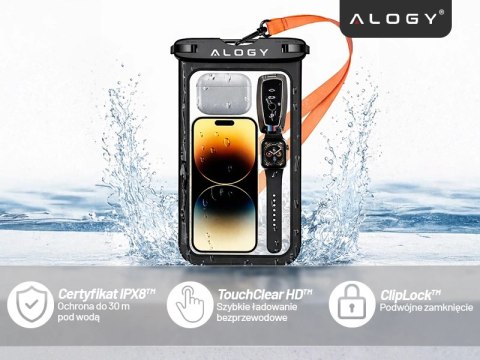 Etui wodoodporne duże Alogy Waterproof Case torba wodoszczelna uniwersalna IPX8 na telefon i dokumenty do 9 cali Czarne