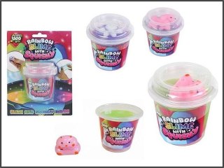 Masa tęczowa Super Goo 90gram plus miś / piesek / łapa kota do ściskania kubeczek 7x6cm