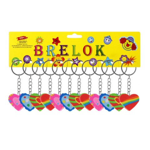 Brelok gumowy 3cm Serce mix kolorów op.12 szt. KD2099