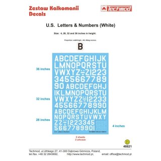 Techmod 48821 U.S. Letters & Numbers White