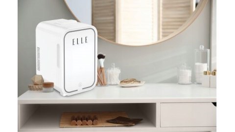 Mini lodówka z lusterkiem do makijażu LED ELLE 8L biała