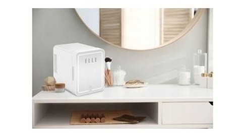 Mini lodówka z lusterkiem do makijażu LED ELLE 4L biała