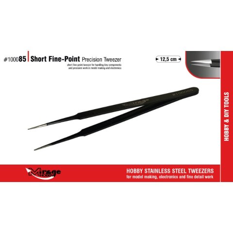 Mirage 100085 Short Fine-Point Precision Tweezer 12,5 cm