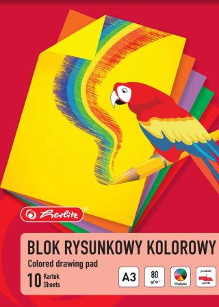 Blok rysunkowy HERLITZ A3 10 kartek 80G kolorowy