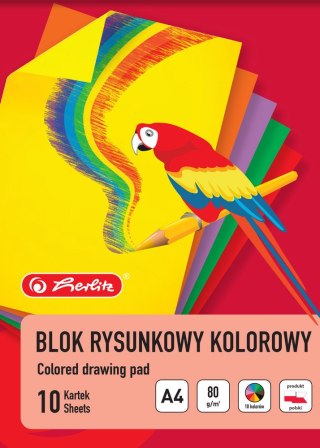 Blok rysunkowy HERLITZ A4 10 kartek 80G kolorowy