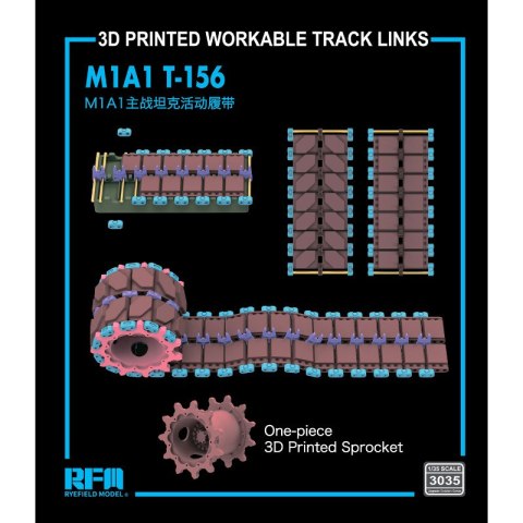 RFM 3035 3D Printed Workable Track Links M1A1 T-156