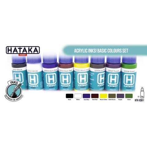 Hataka QS01 Acrylic Inks! Basic Colours Set (8 pcs)