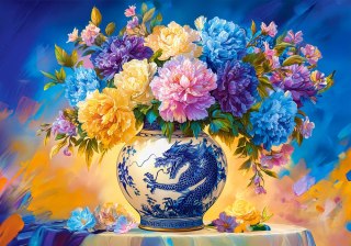Puzzle 500 el. Flowers in Chinese Porcelain CASTORLAND B-54169