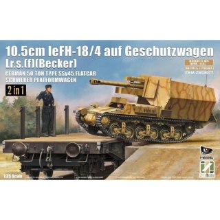 Zimi Model 35077 10,5 cm leFH-18/4 auf Geschützwagen Lr.s.(f) (Becker) with German 50 Ton Type Ssy 45 Flatcar Schwerer Platformw