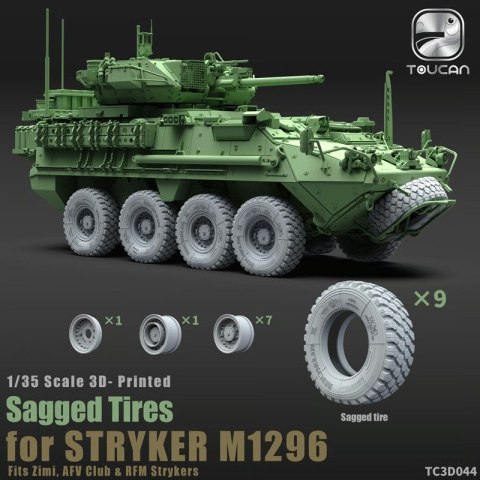 Zimi Model Toucan TC3D044 3D Printed Sagged Tires for Stryker M1296
