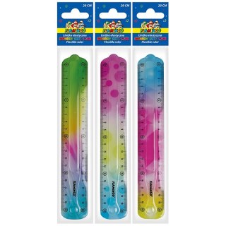 Elastyczna linijka w tęczowych barwach 20 cm FLAMINGO