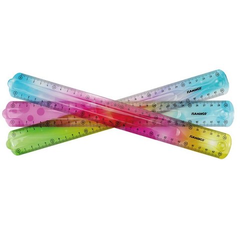 Elastyczna linijka w tęczowych barwach 30 cm FLAMINGO