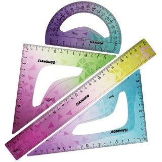 Komplet geometryczny w tęczowych barwach 4 elementy FLAMINGO