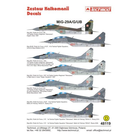 Techmod 48119 MiG-29A/G/UB