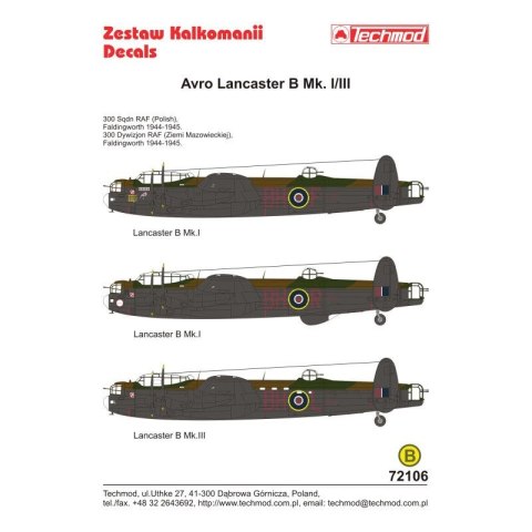 Techmod 72106 Lancaster B Mk. I/III