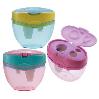 Temperówka z trzema ostrzami i przeźroczystym pojemnikiem na strużyny FLAMINGO