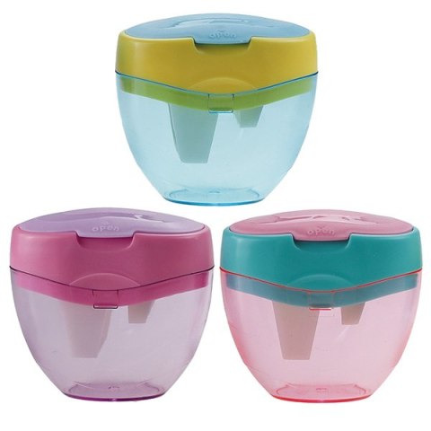 Temperówka z trzema ostrzami i przeźroczystym pojemnikiem na strużyny FLAMINGO