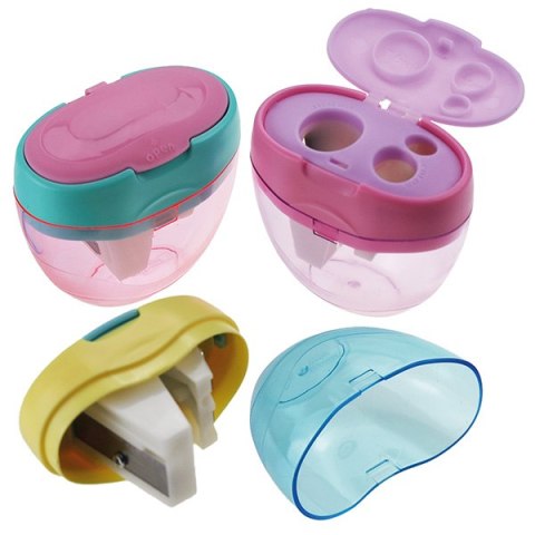 Temperówka z trzema ostrzami i przeźroczystym pojemnikiem na strużyny FLAMINGO