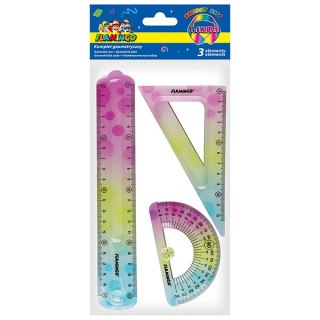 Zestaw geometryczny elastyczny w tęczowych barwach 3 elementy FLAMINGO