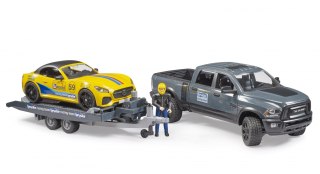 Auto Dodge RAM 2500 Power Wagon z lawetą i autem Roadster Racing Team BRUDER BR-02504