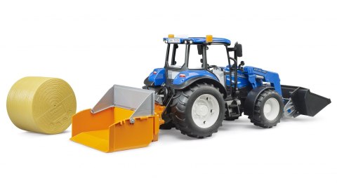 New Holland T5.120 z ładowaczem czołowym, wywrotką i widłami BRUDER BR-02187