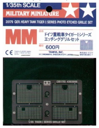 Tamiya 35179 Tiger I Etched Grille 1/35 Pe Parts
