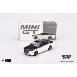 MINI GT 00959 BMW I7 XDRIVE60 ALPINE WHITE - BLACK SAPPHIRE 2024 ( MGT00959 )