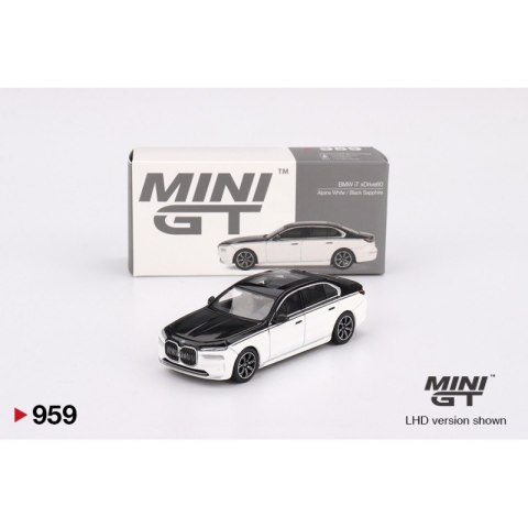 MINI GT 00959 BMW I7 XDRIVE60 ALPINE WHITE - BLACK SAPPHIRE 2024 ( MGT00959 )