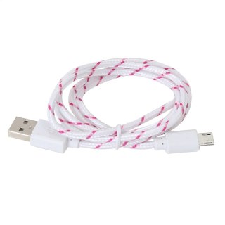 OMEGA FABRIC BRAIDED MICRO USB TO USB CABLE KABEL 1M WHITE [42322]