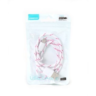OMEGA FABRIC BRAIDED MICRO USB TO USB CABLE KABEL 1M WHITE [42322]