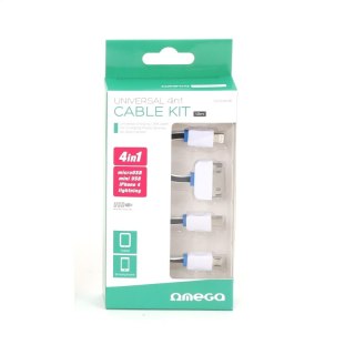 OMEGA HYDRA 4IN1 MICRO USB + MINI USB + IPHONE4 + LIGHTNING USB CABLE KABEL WHITE & BLACK [42815]