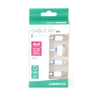 OMEGA HYDRA 4IN1 MICRO USB + MINI USB + IPHONE4 + LIGHTNING USB CABLE KABEL WHITE & GREEN [42814]
