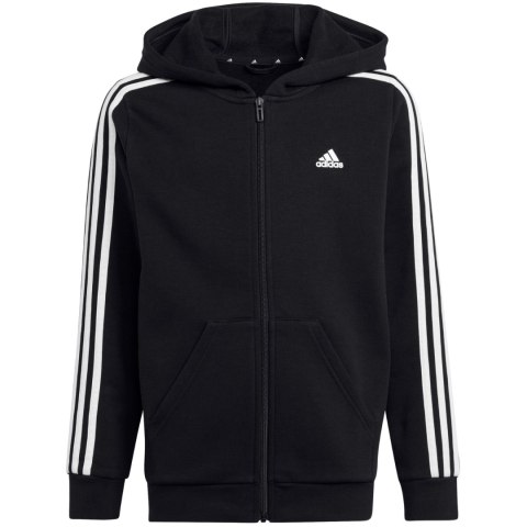 Bluza dla dzieci adidas Essentials 3-Stripes Fleece Full-Zip Hoodie czarna HR6331 Bluza dla dzieci adidas Essentials 3-Stripes Fleece Full-Zip Hoodie czarna HR6331