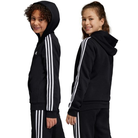 Bluza dla dzieci adidas Essentials 3-Stripes Fleece Full-Zip Hoodie czarna HR6331 Bluza dla dzieci adidas Essentials 3-Stripes Fleece Full-Zip Hoodie czarna HR6331