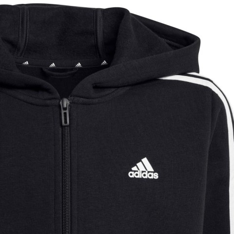 Bluza dla dzieci adidas Essentials 3-Stripes Fleece Full-Zip Hoodie czarna HR6331 Bluza dla dzieci adidas Essentials 3-Stripes Fleece Full-Zip Hoodie czarna HR6331