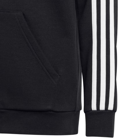 Bluza dla dzieci adidas Essentials 3-Stripes Fleece Full-Zip Hoodie czarna HR6331 Bluza dla dzieci adidas Essentials 3-Stripes Fleece Full-Zip Hoodie czarna HR6331