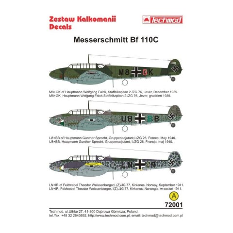 Techmod 72001 Messerschmitt Bf 110C