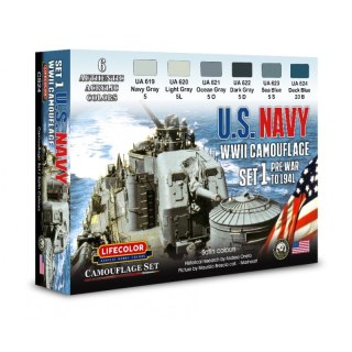 Lifecolor Sets LIFCS24 US Navy WWII Camouflage Set 1 Pre War