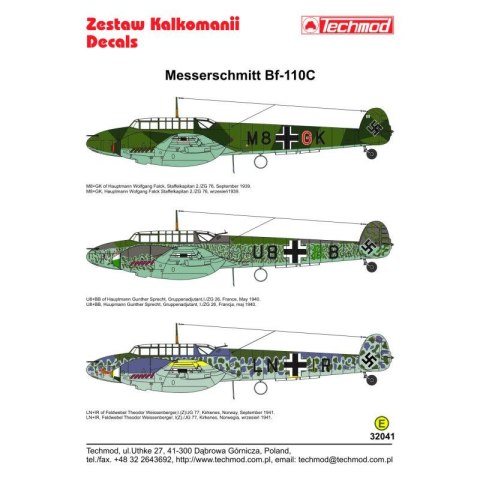 Techmod 32041 Messerschmitt Bf-110C