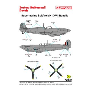 Techmod 72062 Spitfire Stencils