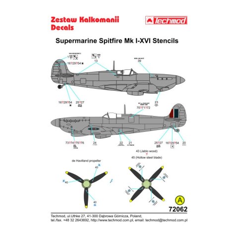 Techmod 72062 Spitfire Stencils