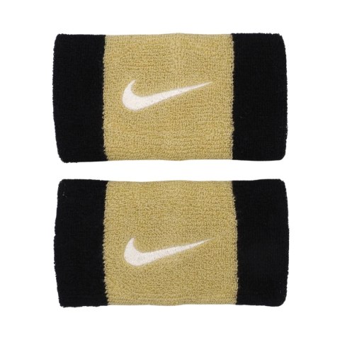 Frotki na nadgarstek Nike Swoosh Doublewide Wristbands 2 szt. czarno-złote N0001586055OS Frotki na nadgarstek Nike Swoosh Doublewide Wristbands 2 szt. czarno-złote N0001586055OS