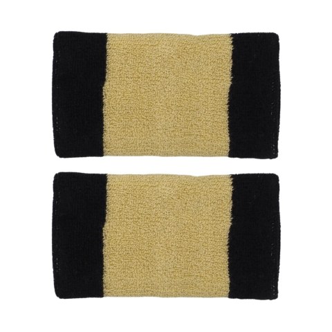 Frotki na nadgarstek Nike Swoosh Doublewide Wristbands 2 szt. czarno-złote N0001586055OS Frotki na nadgarstek Nike Swoosh Doublewide Wristbands 2 szt. czarno-złote N0001586055OS