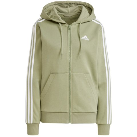 Bluza damska adidas Essentials 3-Stripes Full-Zip Fleece Hoodie oliwkowa JP2352 Bluza damska adidas Essentials 3-Stripes Full-Zip Fleece Hoodie oliwkowa JP2352