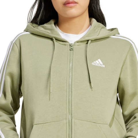 Bluza damska adidas Essentials 3-Stripes Full-Zip Fleece Hoodie oliwkowa JP2352 Bluza damska adidas Essentials 3-Stripes Full-Zip Fleece Hoodie oliwkowa JP2352