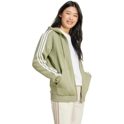 Bluza damska adidas Essentials 3-Stripes Full-Zip Fleece Hoodie oliwkowa JP2352 Bluza damska adidas Essentials 3-Stripes Full-Zip Fleece Hoodie oliwkowa JP2352